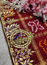 New Pure Gaji Silk Handmade Bandhej Gotapatti Work Jaipuri Dupatta 6