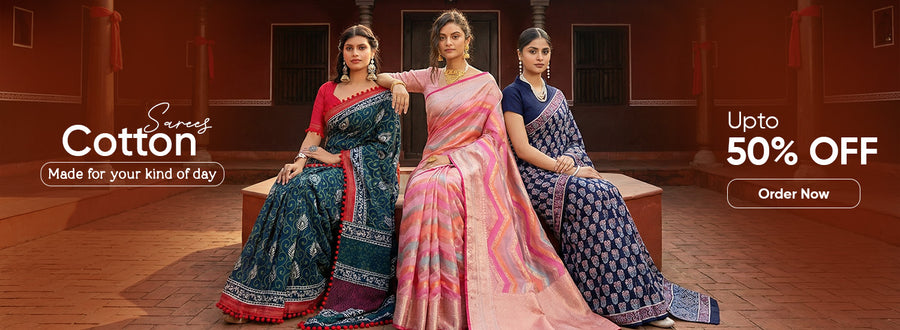 Buy Cotton Saree Online Upto 50% Off | KCPC