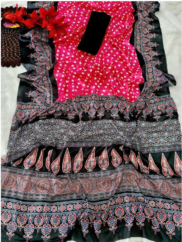 By Bandhani in Ajrakh Style With Office Wear Saree