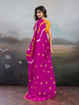 Jaipuri Traditional ChinonBandhani Saree with lehariya style under 1000