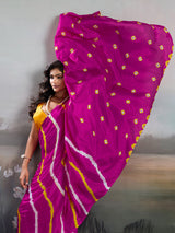 Jaipuri Traditional ChinonBandhani Saree with lehariya style under 1000