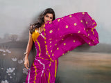 Jaipuri Traditional ChinonBandhani Saree with lehariya style under 1000