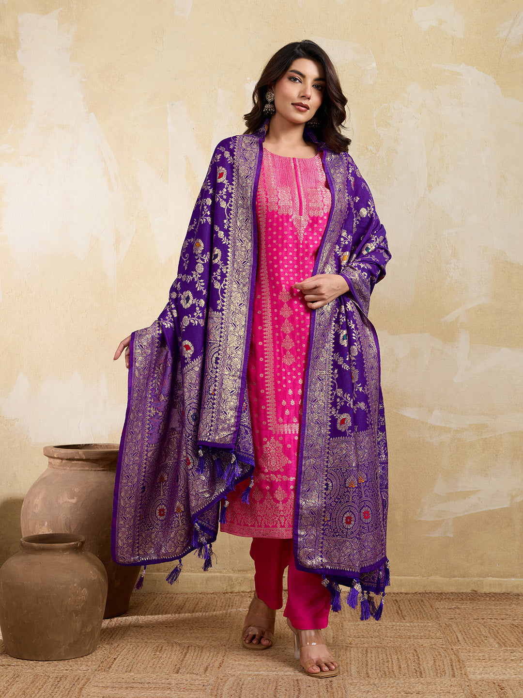 KcPc Traditional Wear Dola Silk Dupatta with Zari Weaving SACR