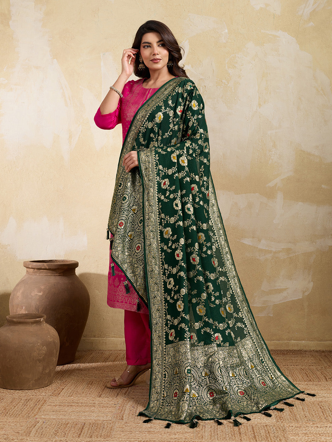 KcPc Classic Banarasi Design Dola Silk Dupatta SACR