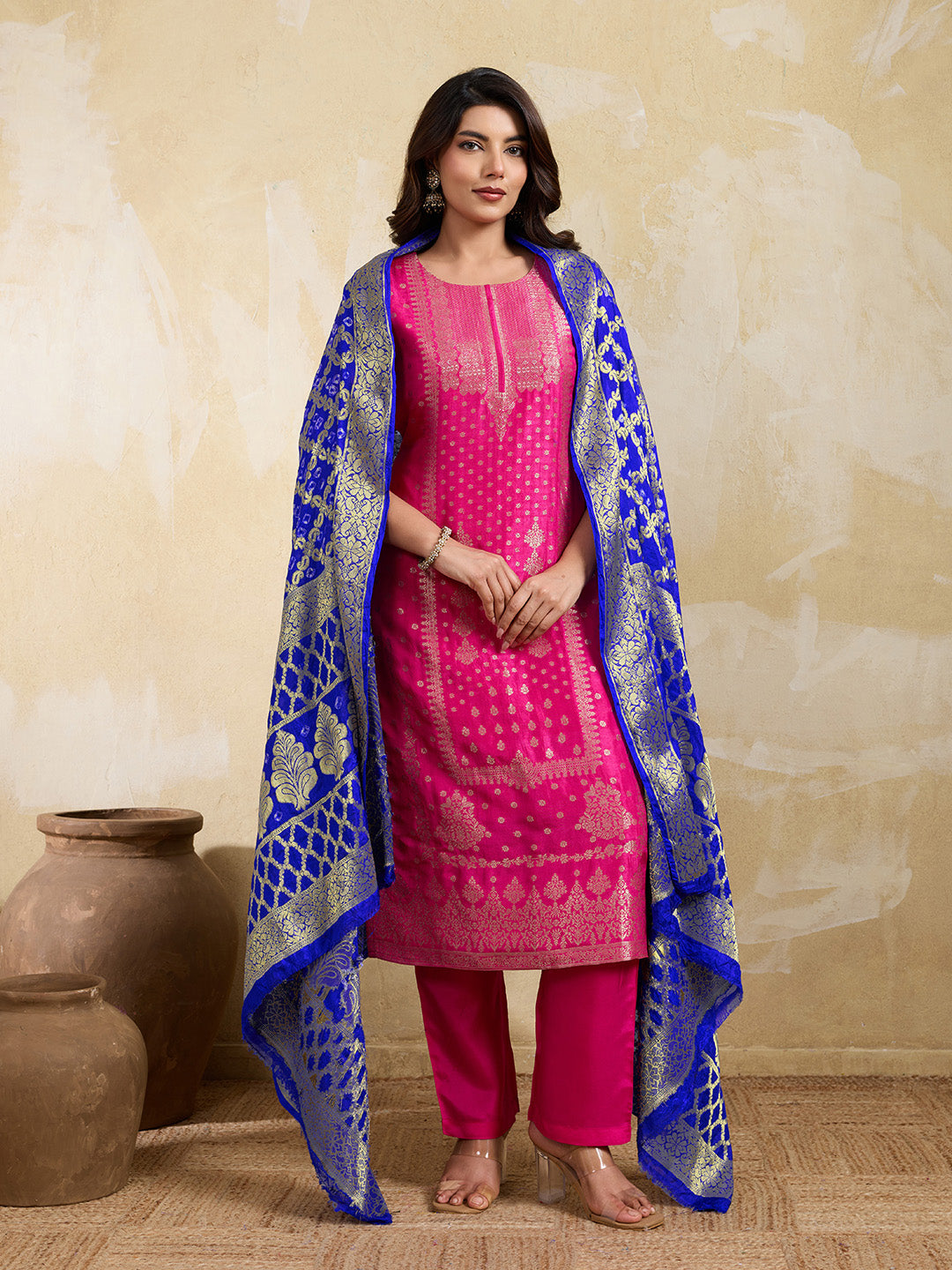 KcPc Special Silk Bandhani Dupatta with Handmade WorkRoyal BlueSA