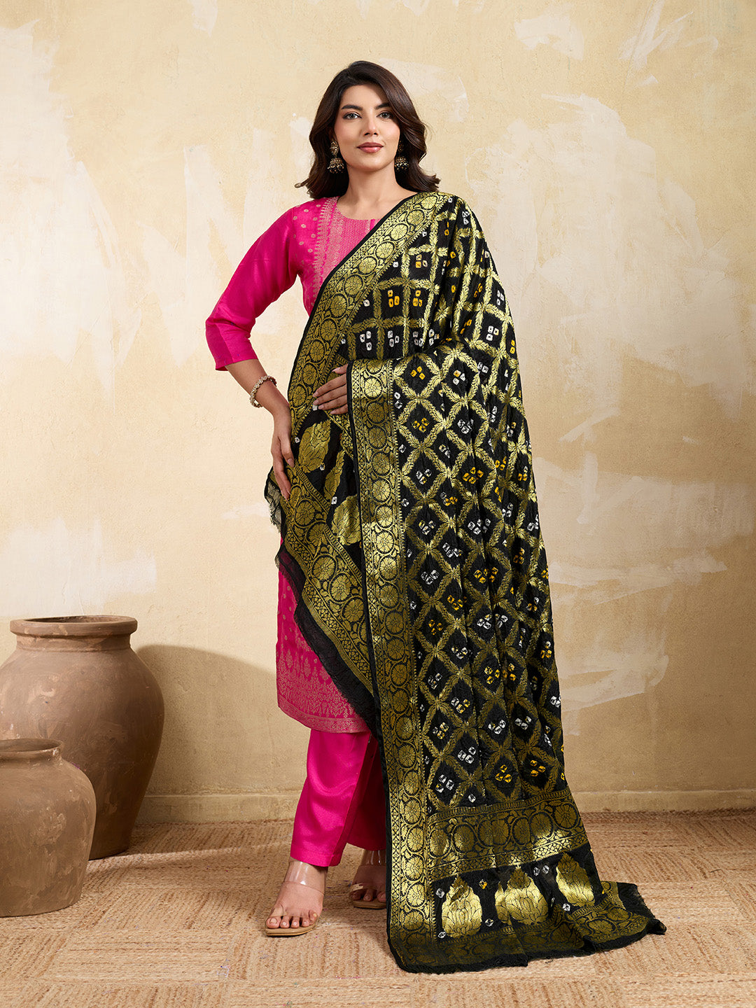 KcPc New Special Silk Bandhani Dupatta with Handmade WorkSA