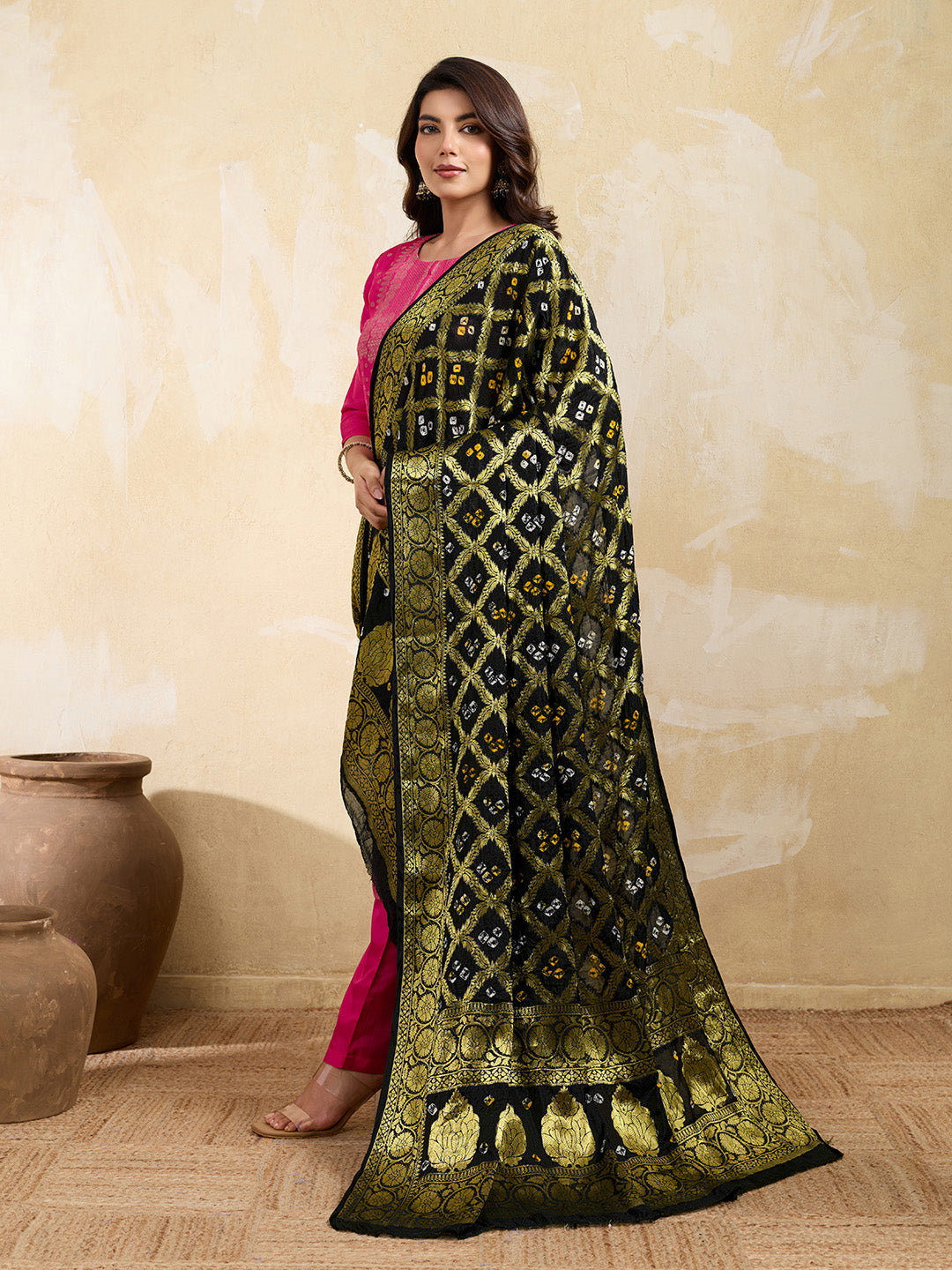 KcPc New Special Silk Bandhani Dupatta with Handmade WorkSA
