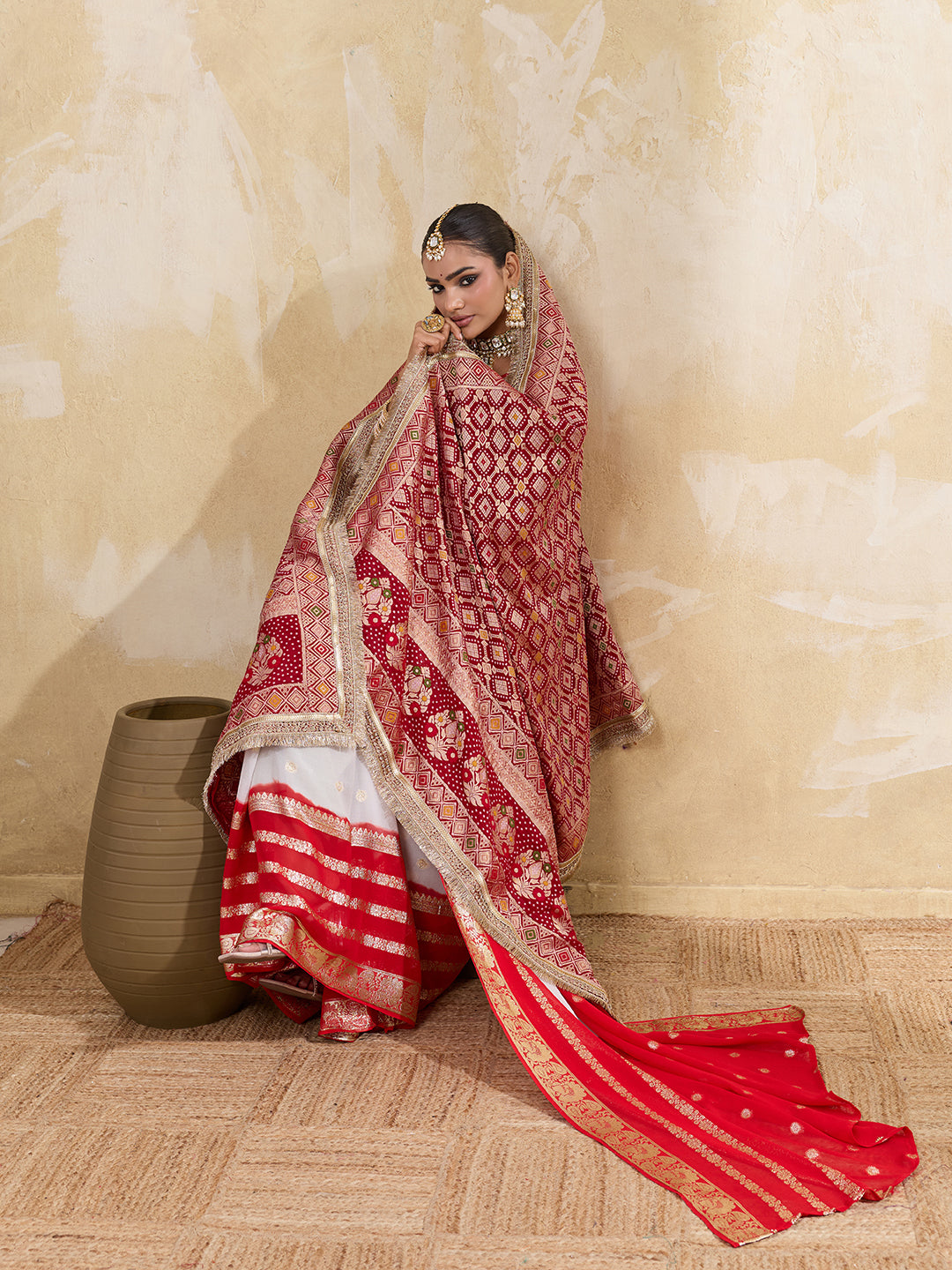 KcPc New Traditional Khaddi Georgette Dupatta with Meena Kari Detailing KcPc
