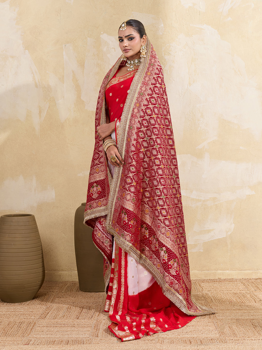 KcPc New Traditional Khaddi Georgette Dupatta with Meena Kari Detailing KcPc