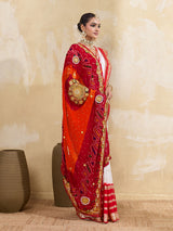 KcPc Pure Georgette Rajasthani Chunri DupattasRed Orange pilaAJM