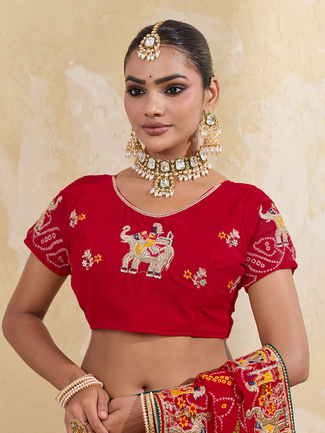 Thread Zari Work saree in rajshani chunri styel