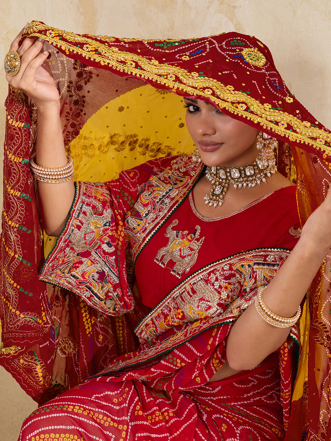 KcPc Latest Pure Georgette Rajasthani Chunri Dupatta(pomcha)