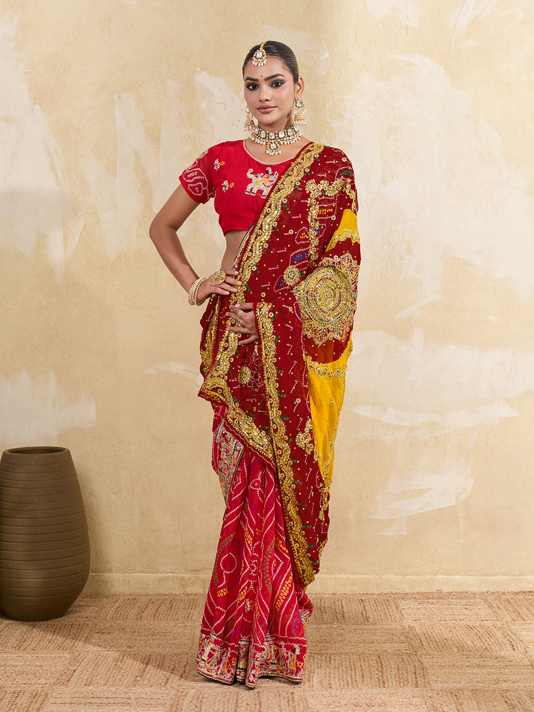 KcPc Latest Pure Georgette Rajasthani Chunri Dupatta(pomcha)