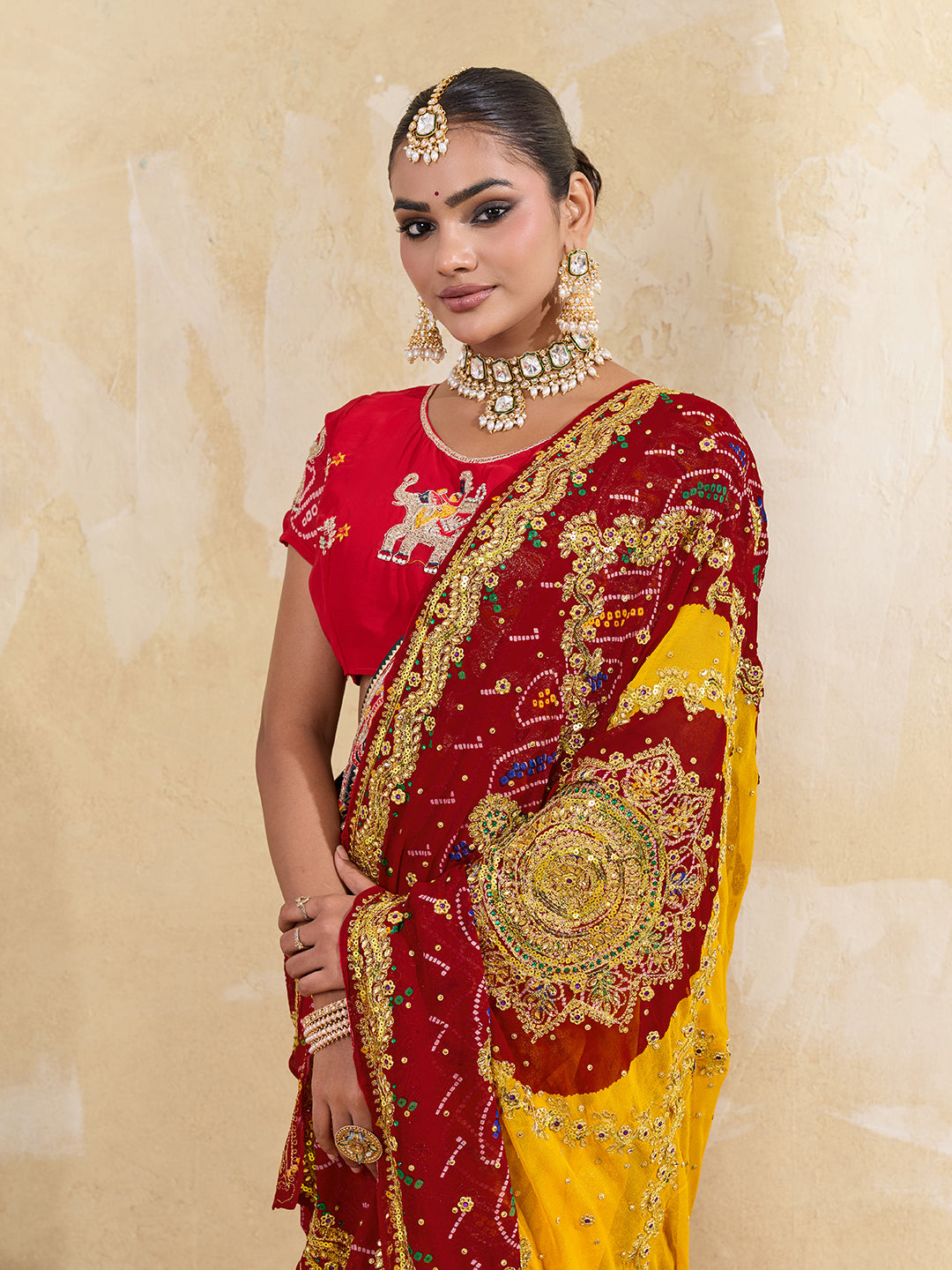 KcPc Latest Pure Georgette Rajasthani Chunri Dupatta(pomcha)