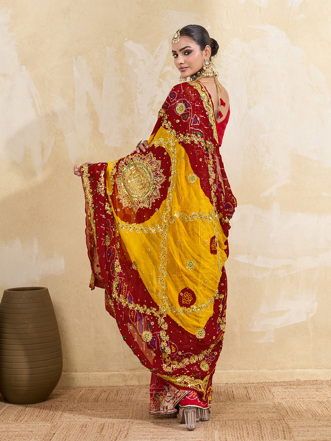 KcPc Latest Pure Georgette Rajasthani Chunri Dupatta(pomcha)