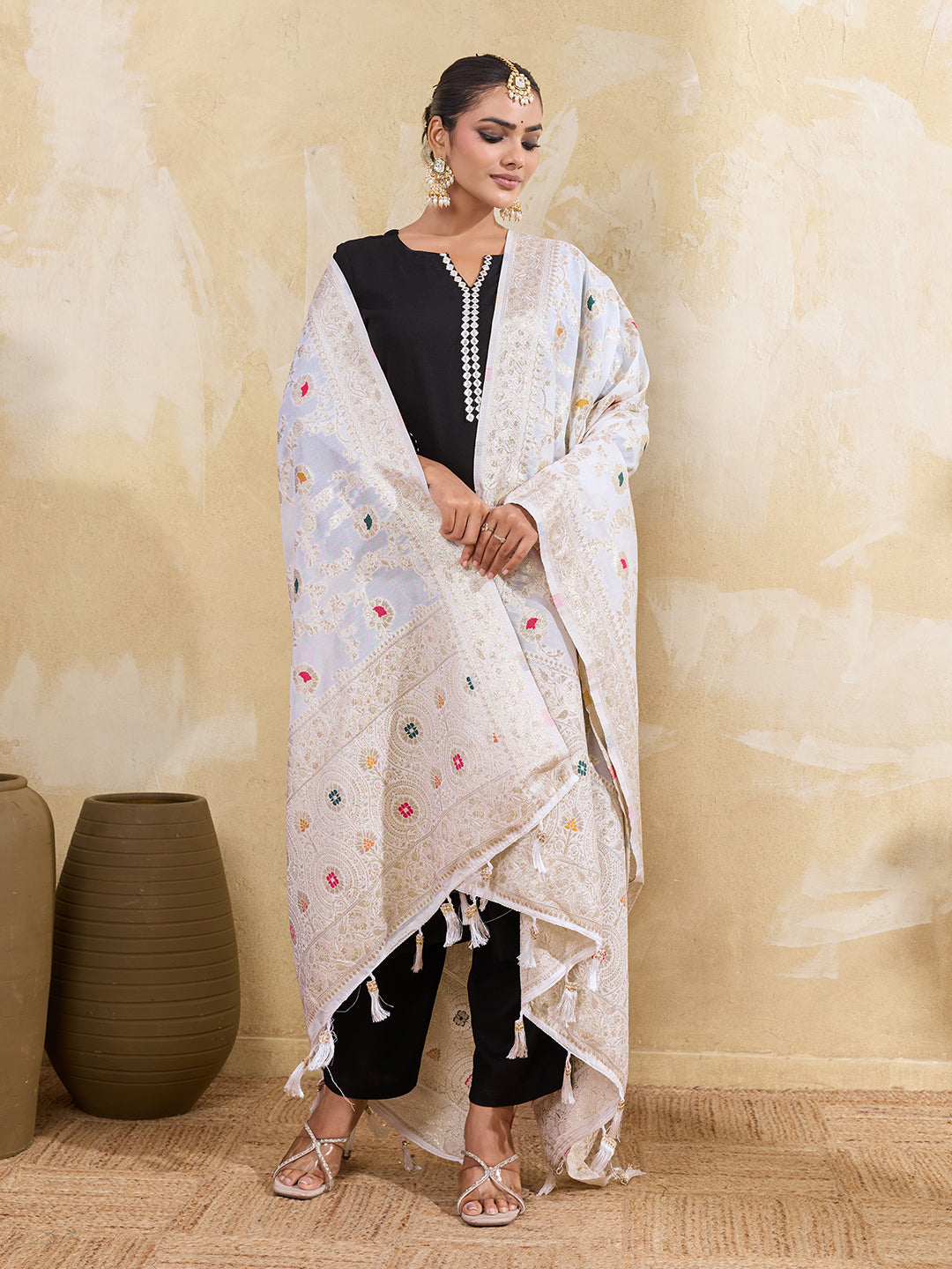 KcPc Festive Traditional Dola Silk Banarasi Dupatta SACR