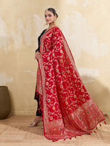 KcPc Royal Banarasi Style Dola Silk Dupatta with Zari Weaving SACR