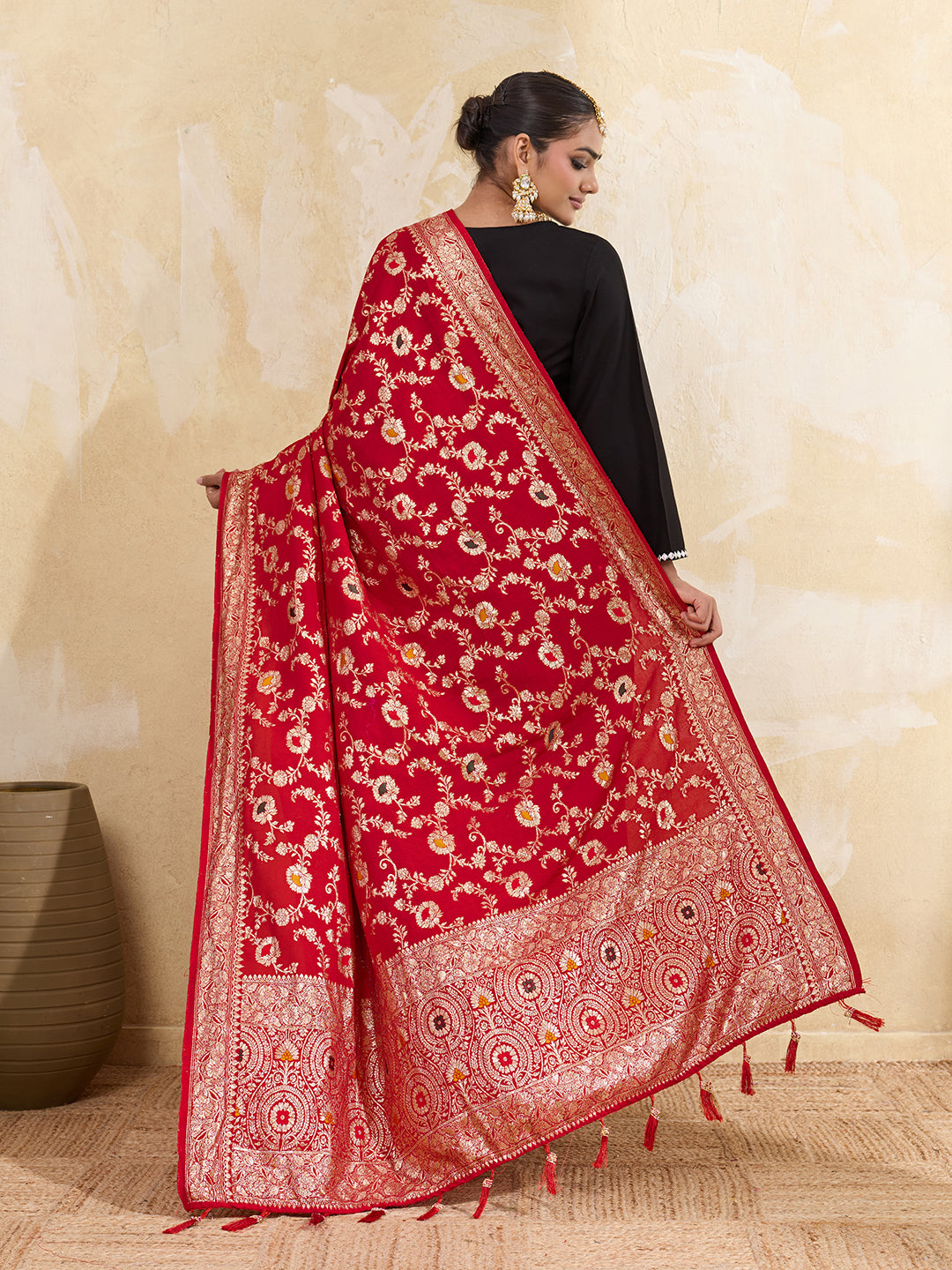 KcPc Royal Banarasi Style Dola Silk Dupatta with Zari Weaving SACR