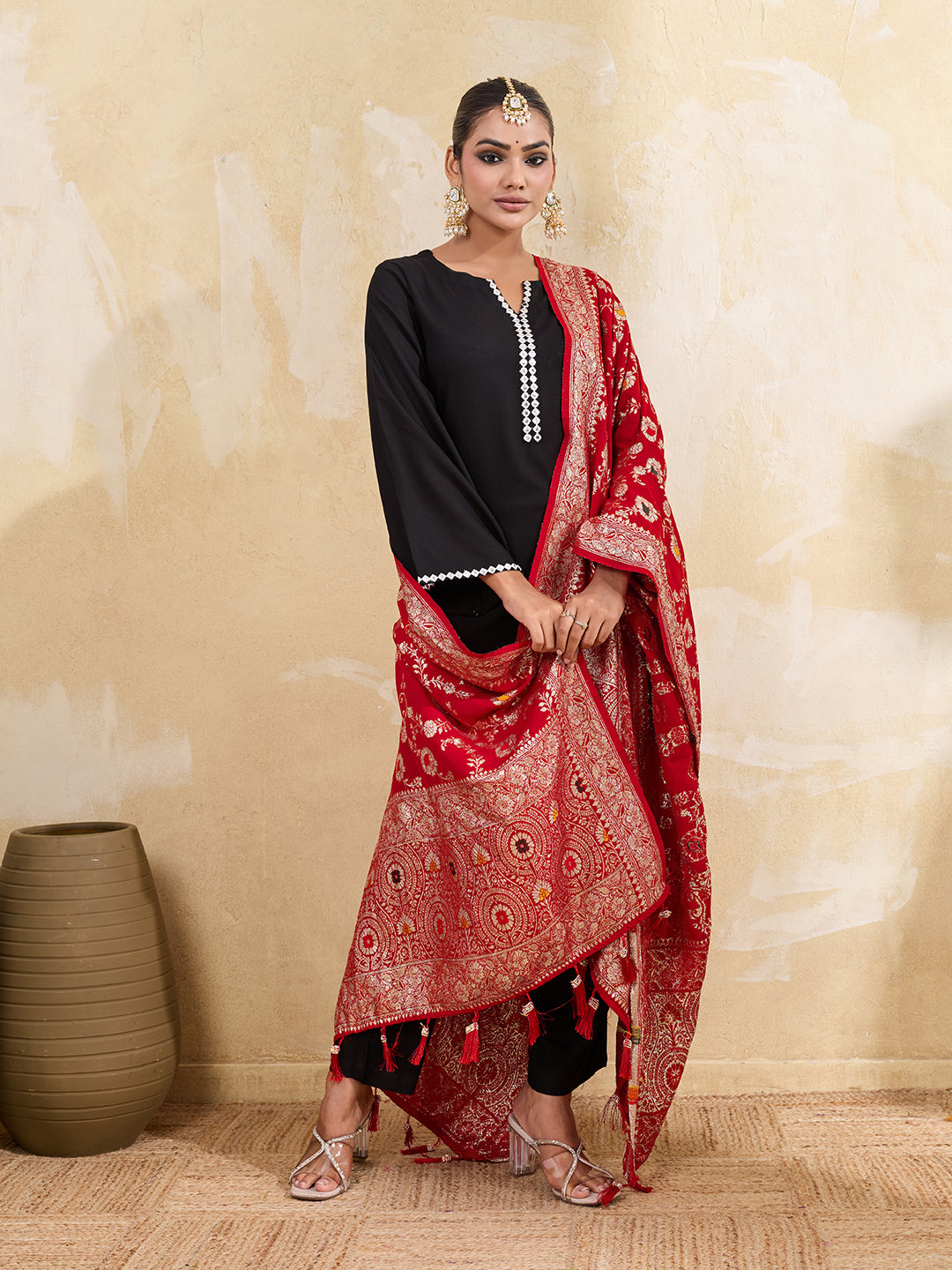 KcPc Royal Banarasi Style Dola Silk Dupatta with Zari Weaving SACR