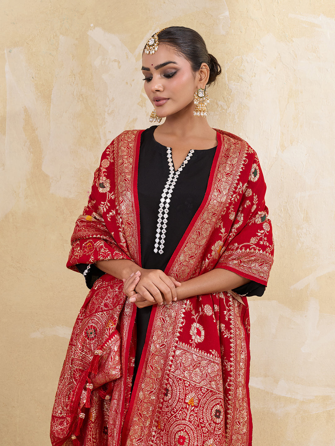 KcPc Royal Banarasi Style Dola Silk Dupatta with Zari Weaving SACR