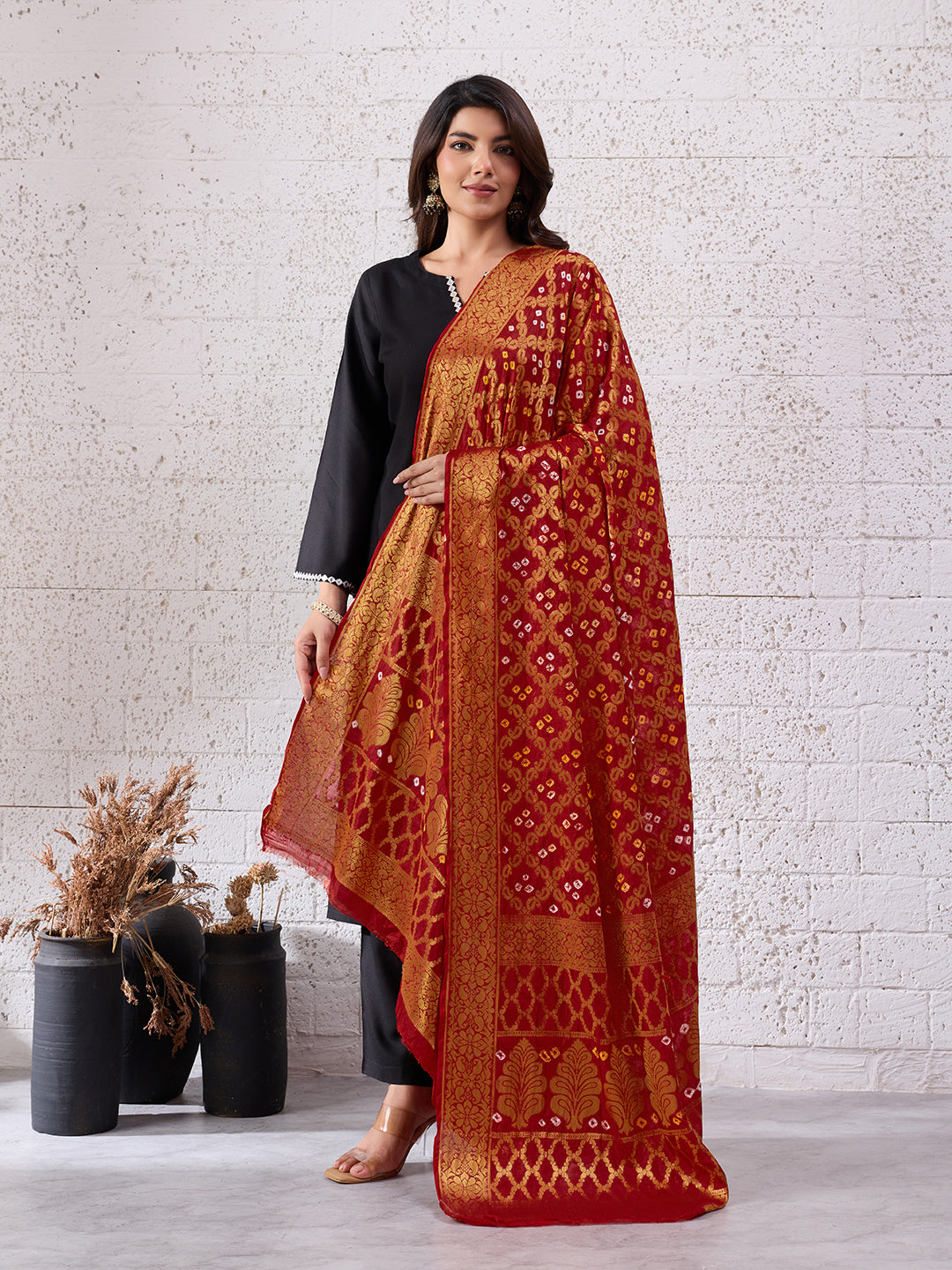 KcPc Special Silk Bandhani Dupatta with Handmade WorkSA
