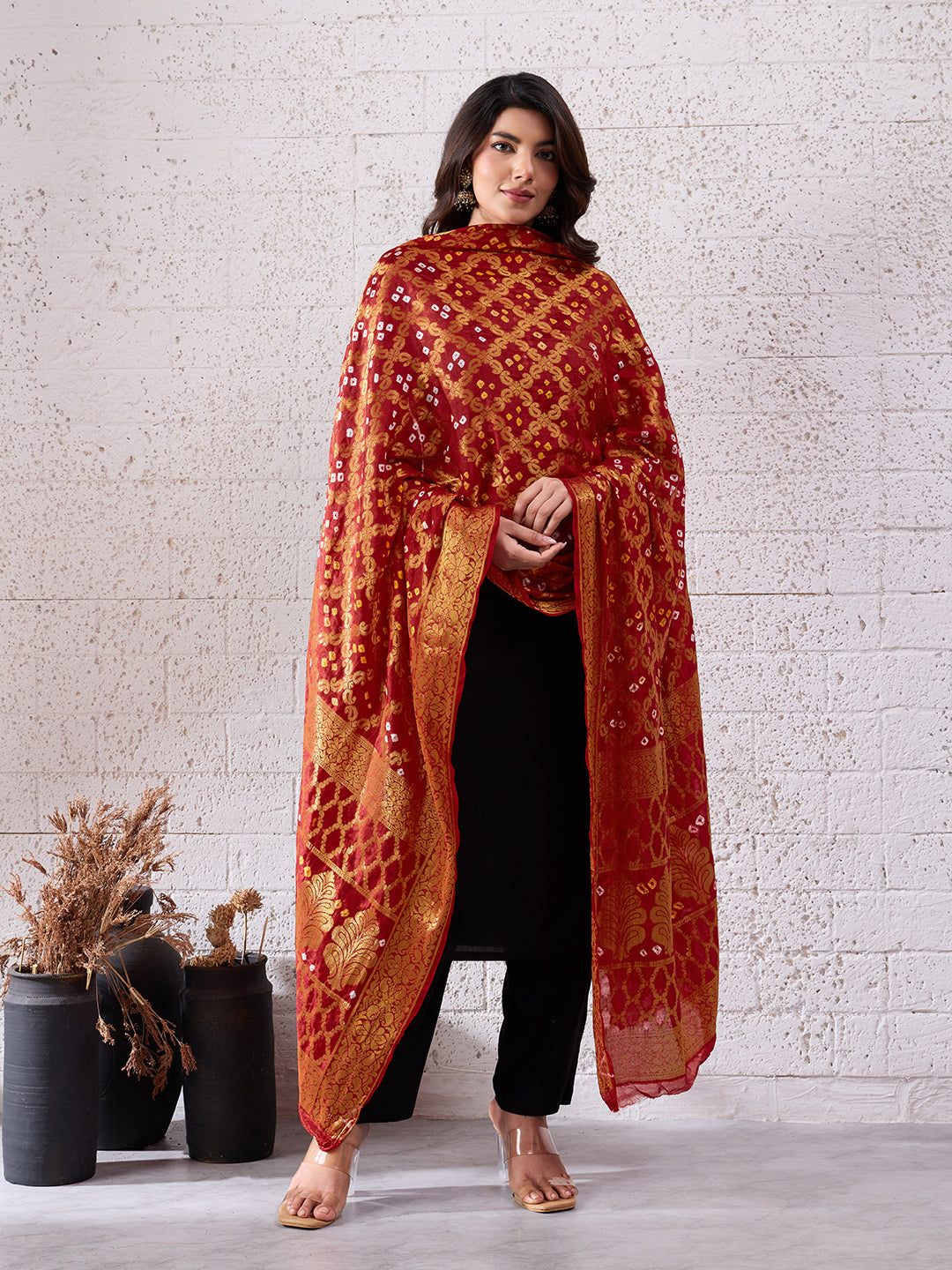 KcPc Special Silk Bandhani Dupatta with Handmade WorkSA