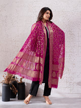 KcPc Pure Georgette Banarasi Bandhani Dupatta Rani