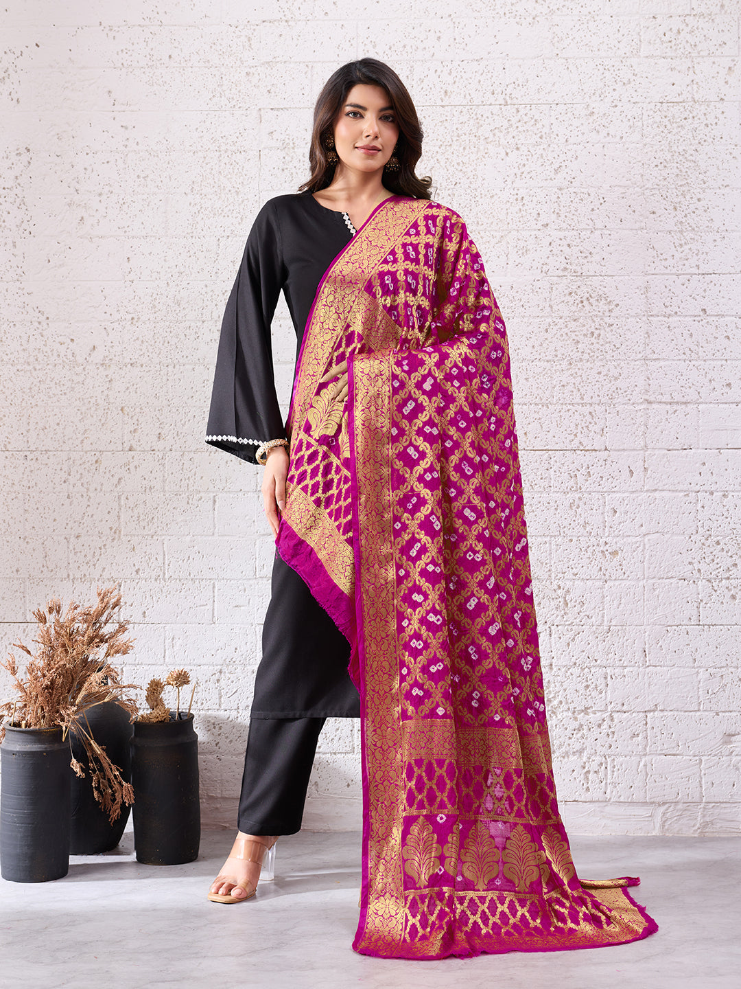 KcPc Special Silk Bandhani Dupatta with Handmade WorkSA
