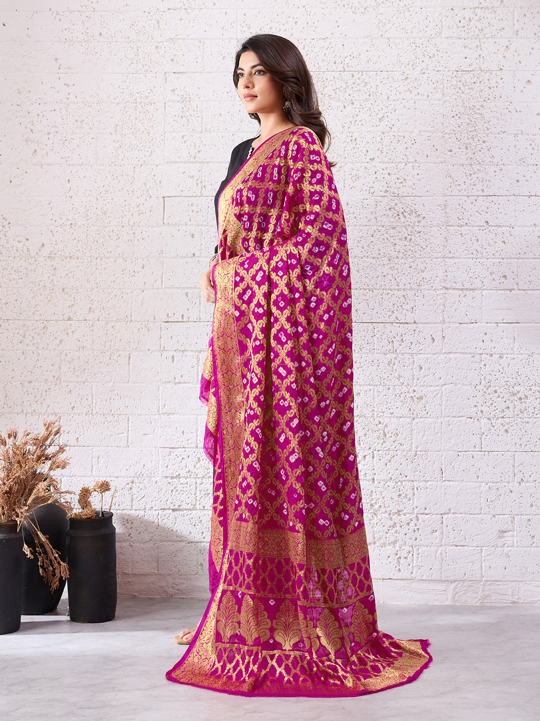 KcPc Special Silk Bandhani Dupatta with Handmade WorkSA