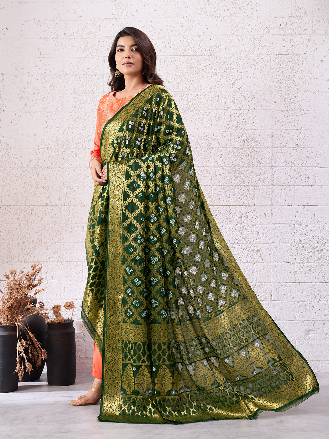 KcPc Special Silk Bandhani Dupatta with Handmade WorkSA