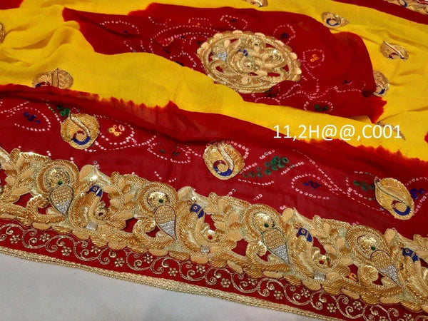 KcPc Latest Peacock Belbuti Designer Rajsthani Chundi Odhna Pomcha (Pure Ojariya Fabric)