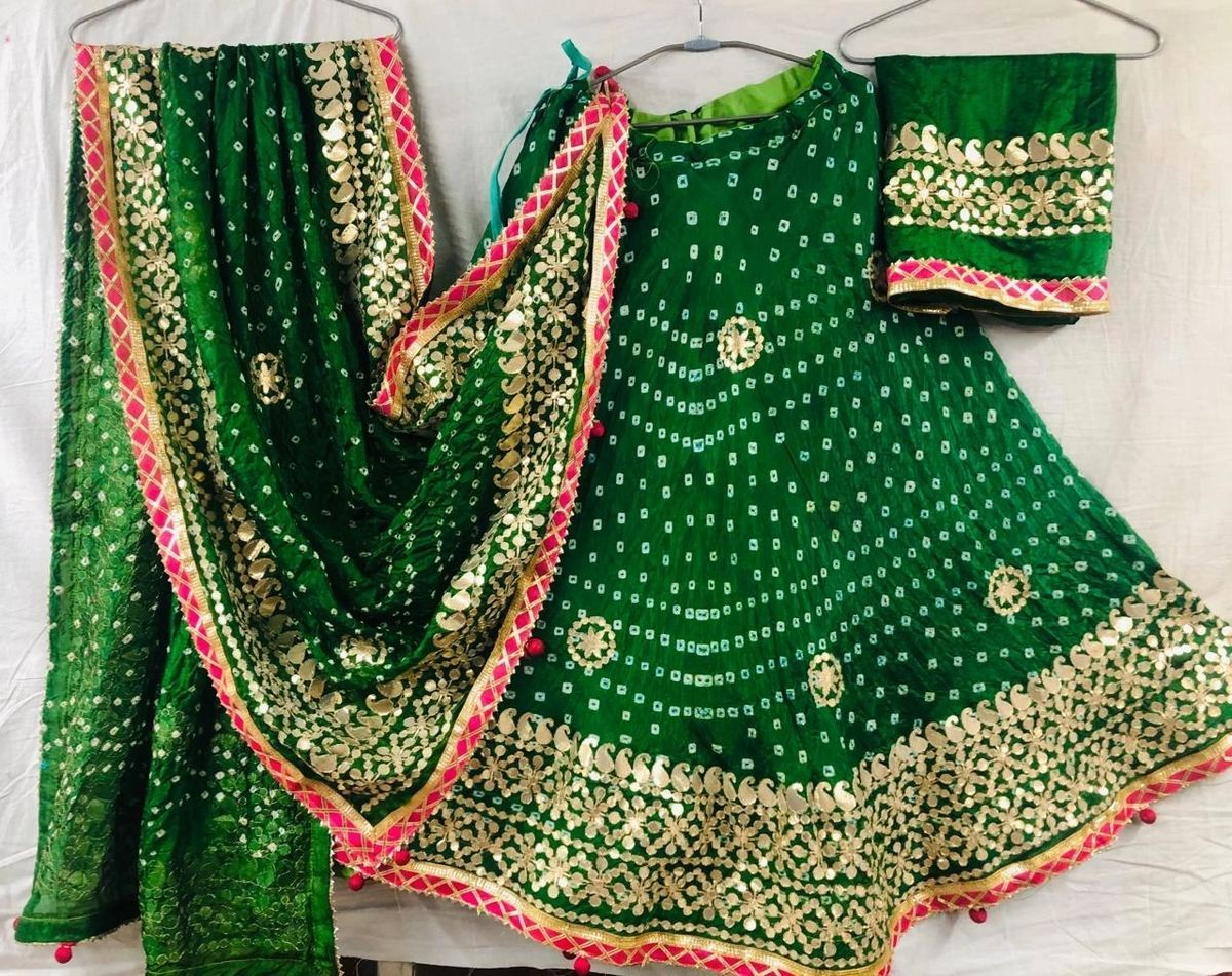 KcPc Orignal Hand Bandhej Tapeta Silk Lehenga KML