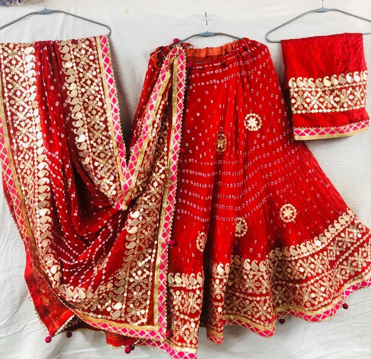 KcPc Orignal Handmade Bandhej Tapeta Silk Lehenga KML