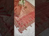Bollywood Style With Sequence Embroidery Work Saree in peach colour
