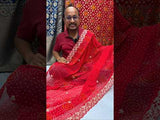 Handmade Pitta Aari Work saree in red colour