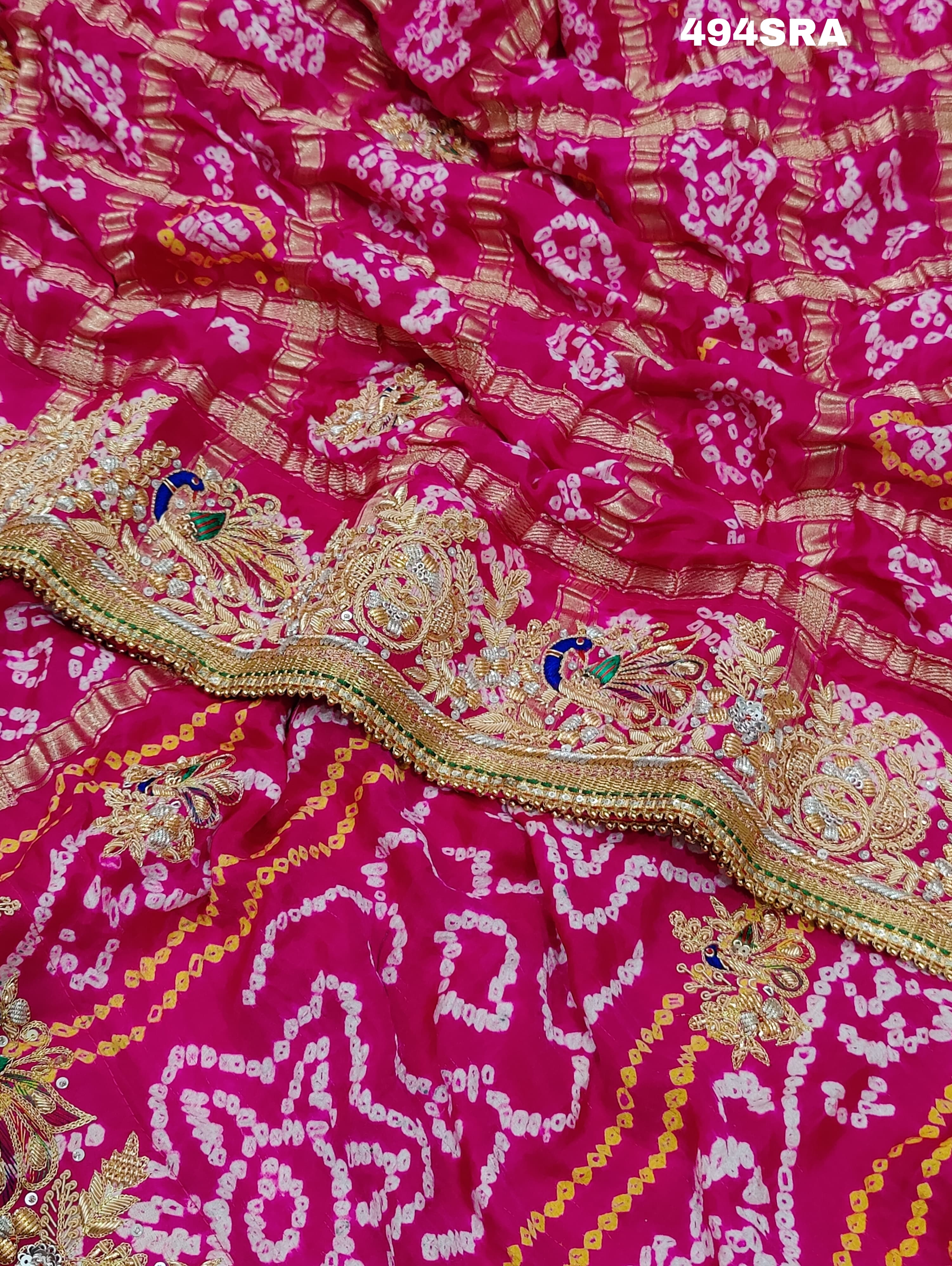 Bandhani Style saree with Gulin Jardozihandwork