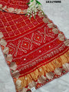 Gaji Silk Bandhani Gharchola Gotapatti Work Saree in red colour for weddings