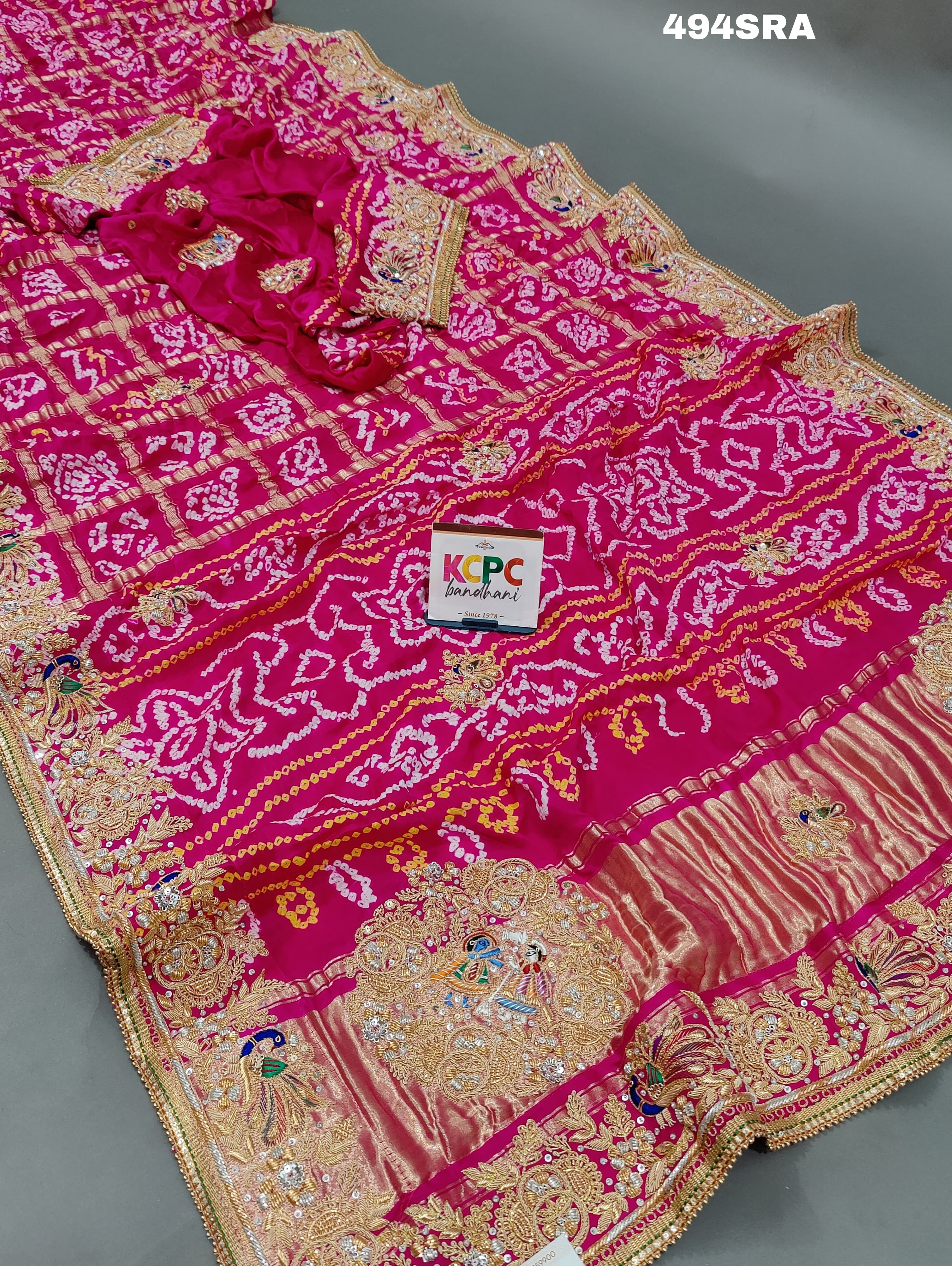 Bandhani Style saree with Gulin Jardozihandwork