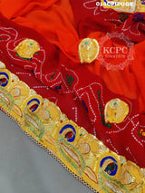 KcPc New Beautifull Heavy Belbutti Marriage Chunri Dedh PatPila (Pure Georgette Fabric)