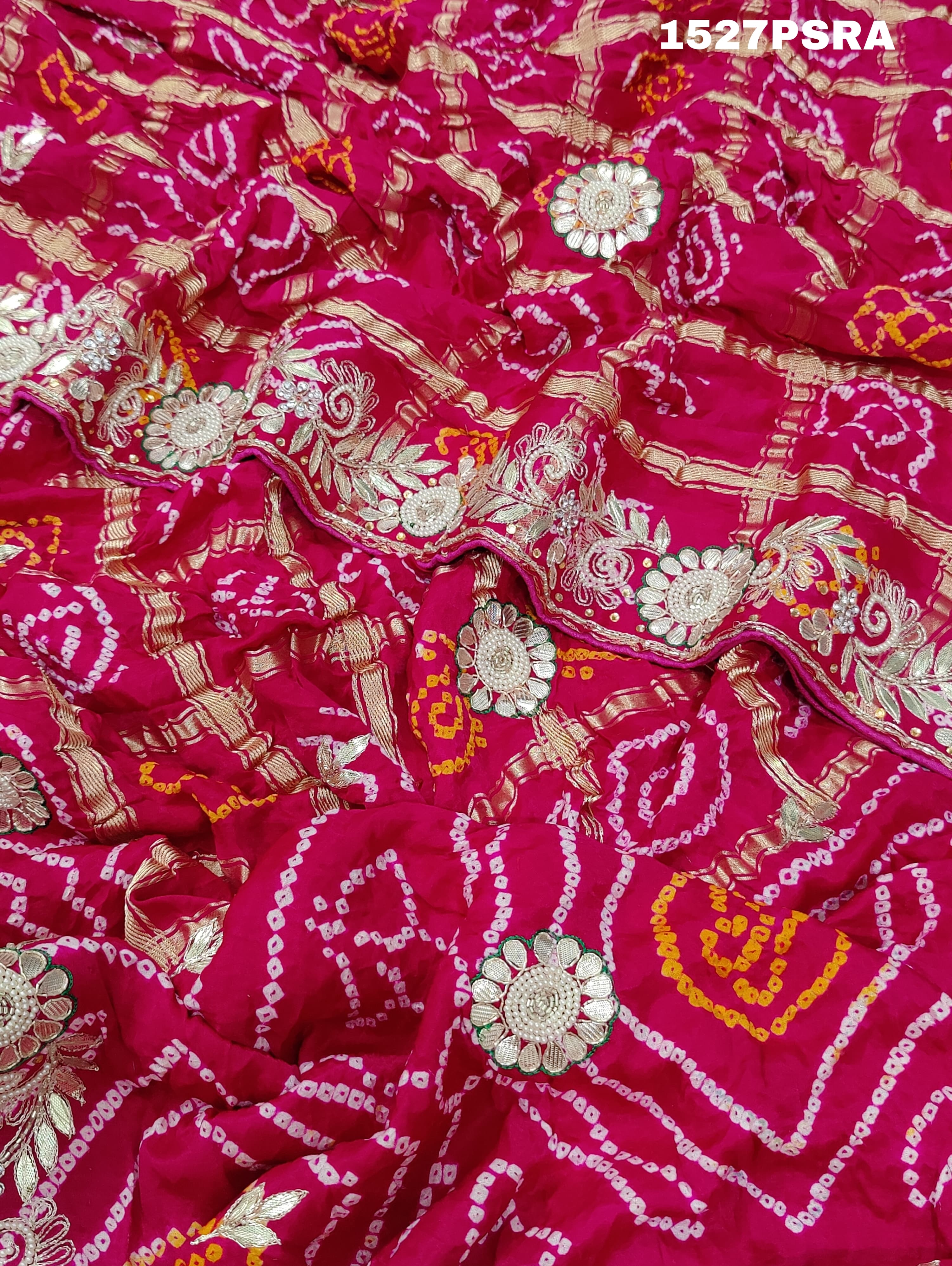 Gaji Silk with white Cutdana Beads Gotapatti work