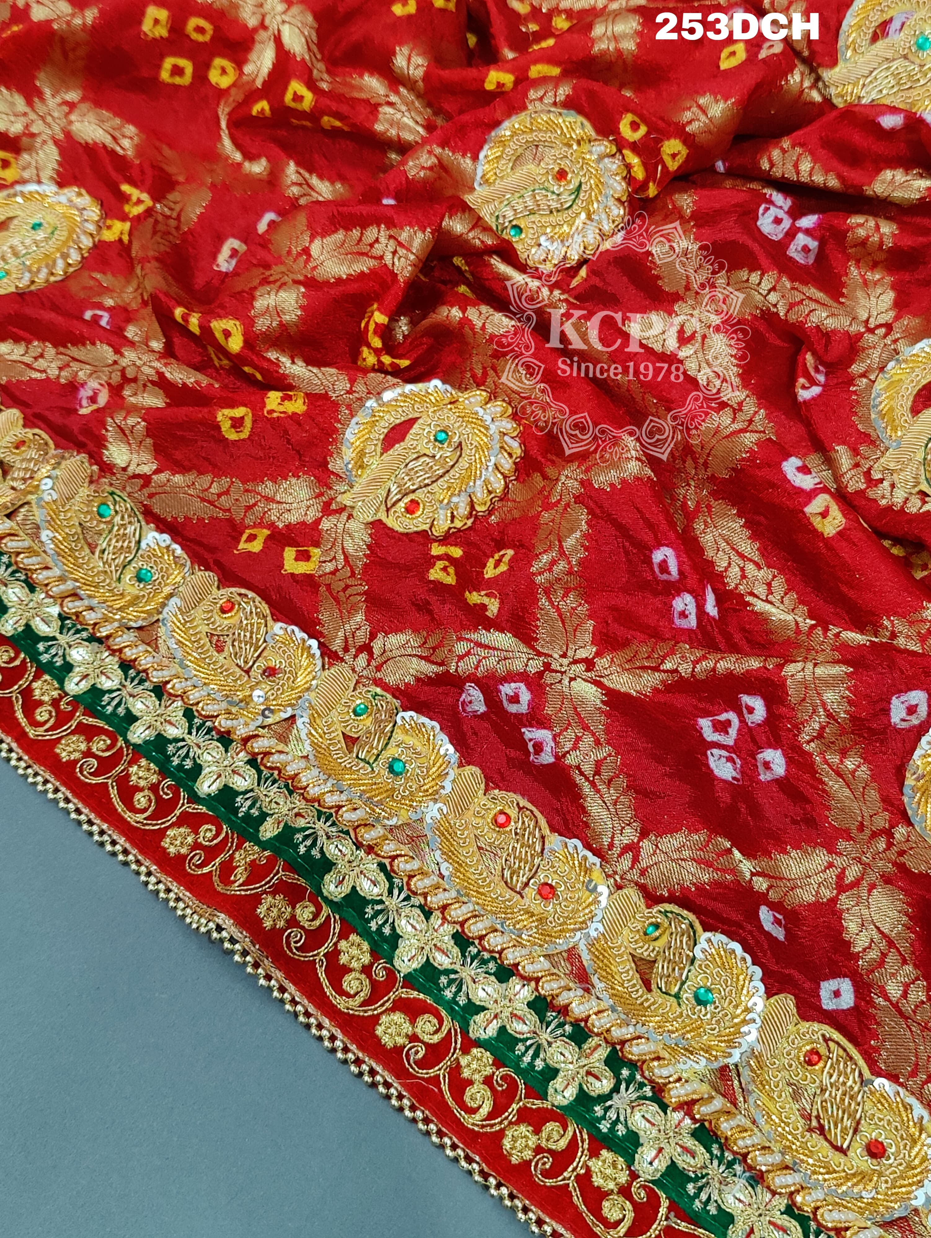 KcPc Banarasi Gharchola Heavy Belbuti Odhna In dupatta sizeRed Chunri