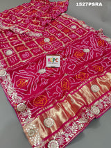Gaji Silk with white Cutdana Beads Gotapatti work