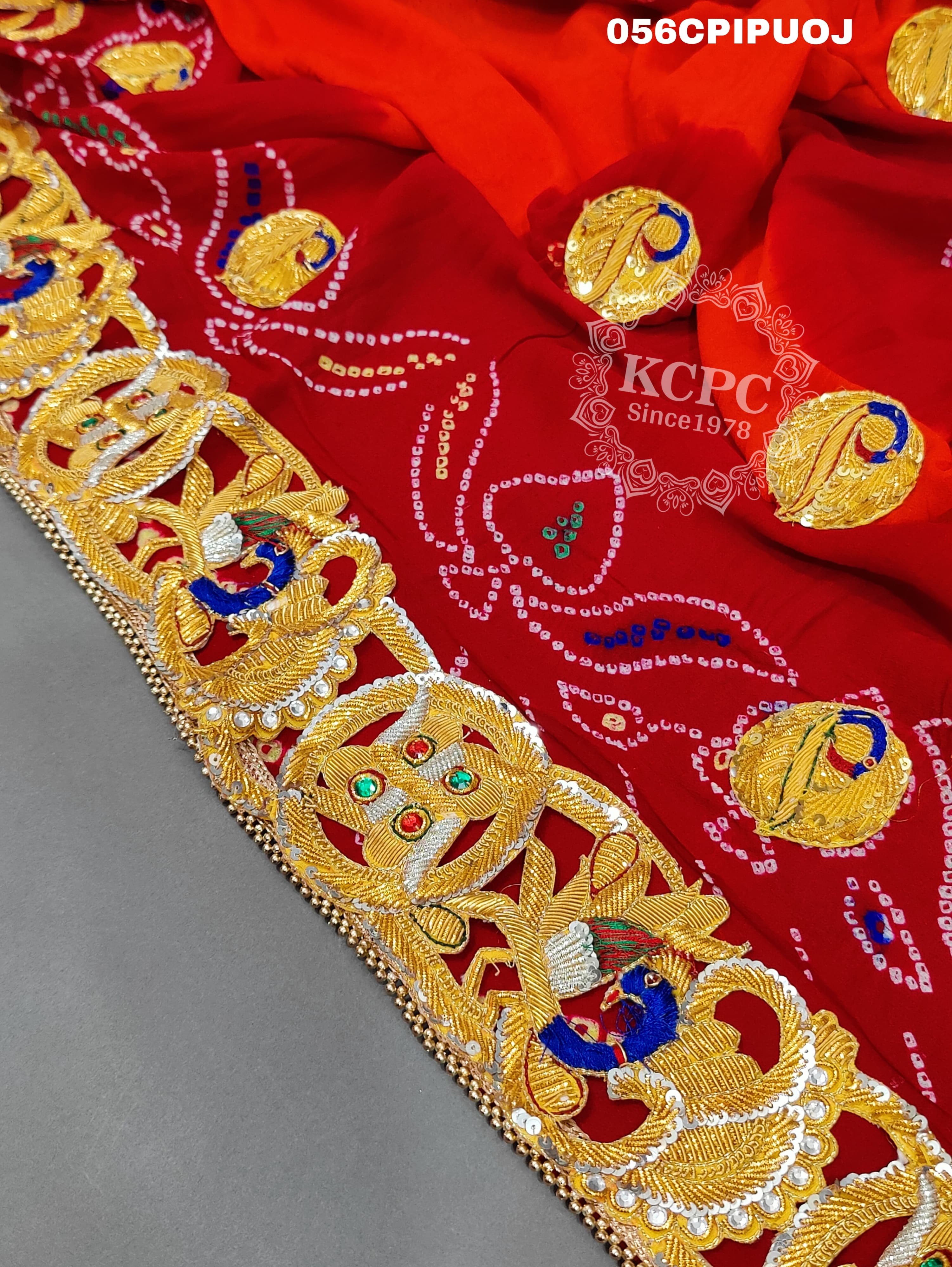 KcPc Heavy Belbutti Pure Georgette odhna Swastik Belbutti Pila (Pure ojariya Fabric)