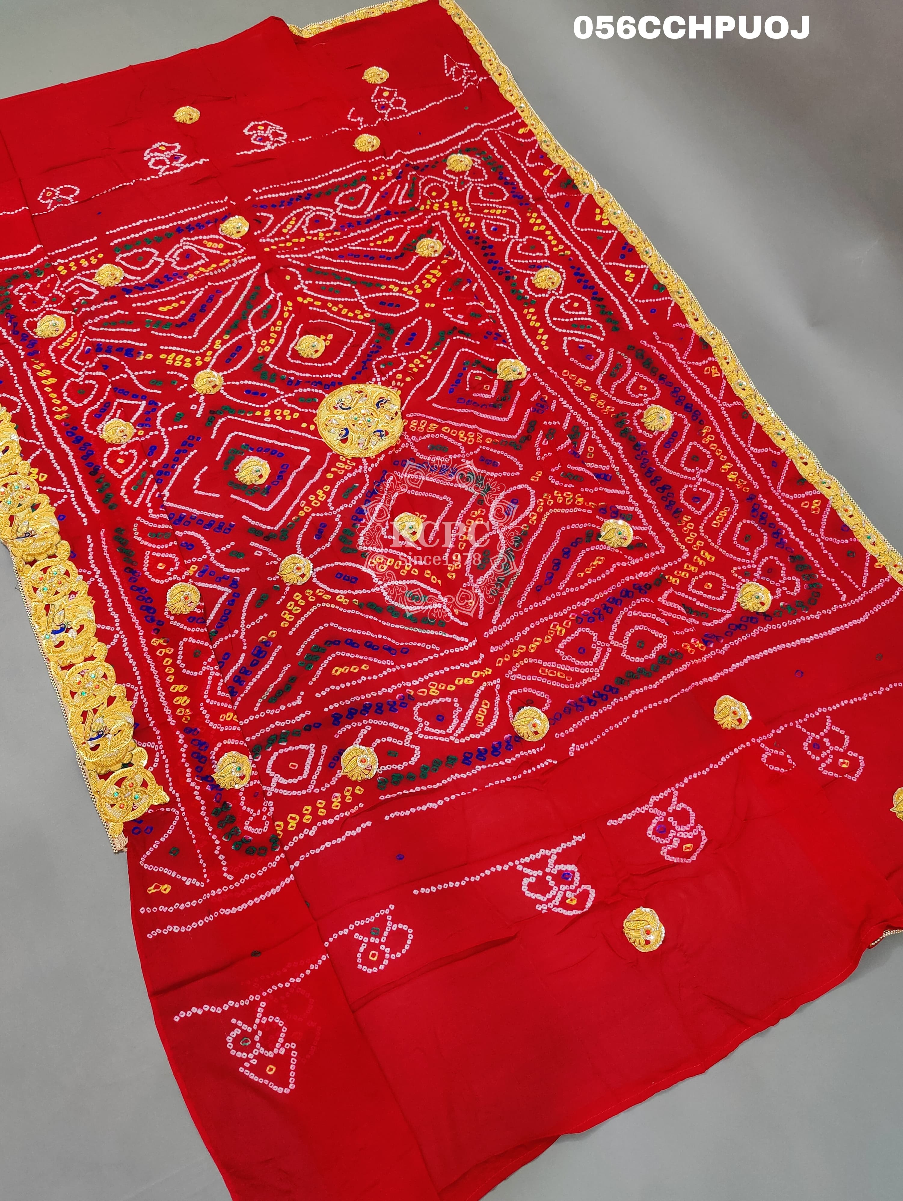 KcPc Heavy Belbutti pure Georgettte Odhna Swastik Belbuti Chunri (Pure Ojariya Fabric)