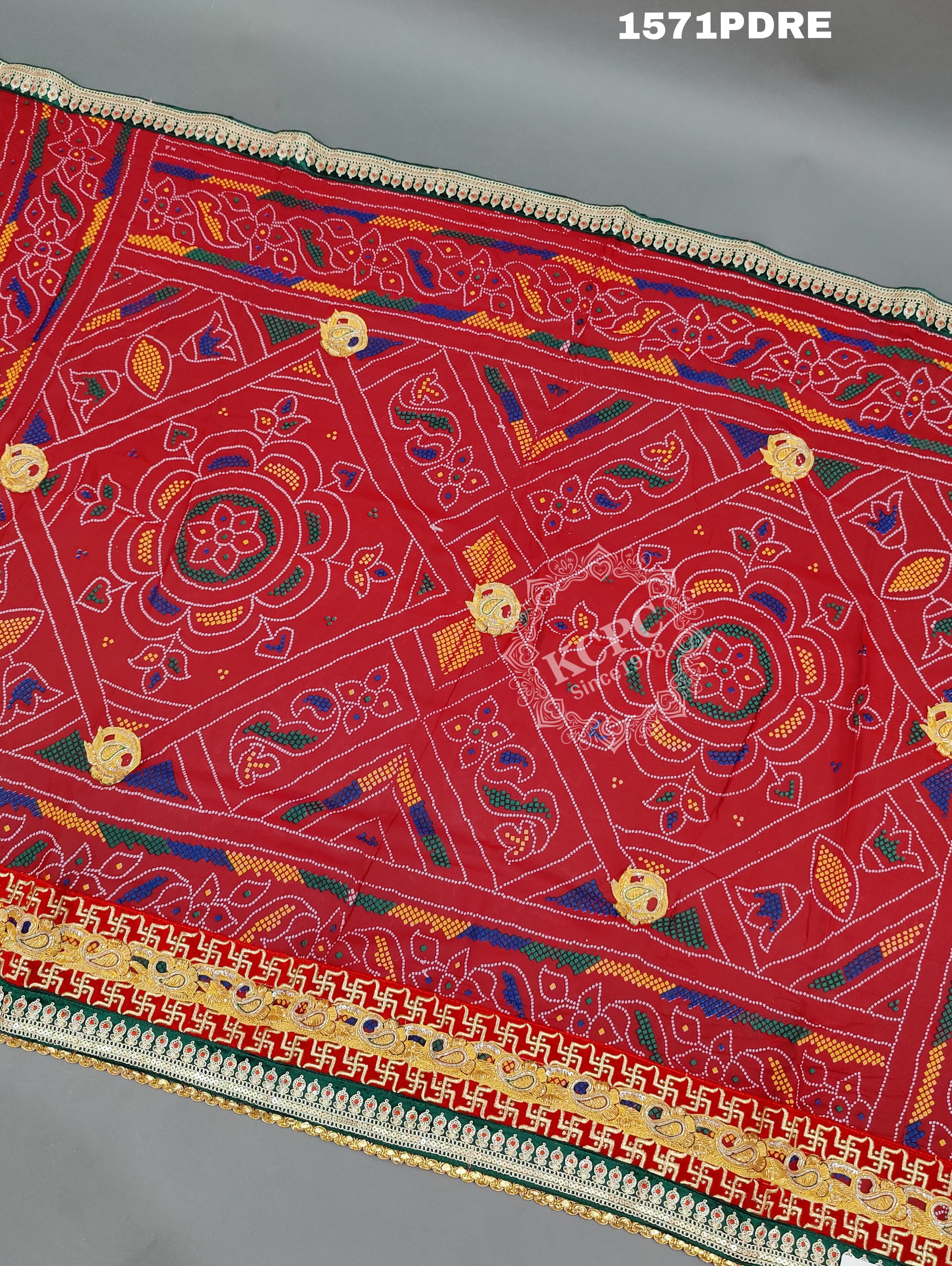 KcPc Marwadi Pure Georgette Bel Buti with swastik border Heavy Dupatta