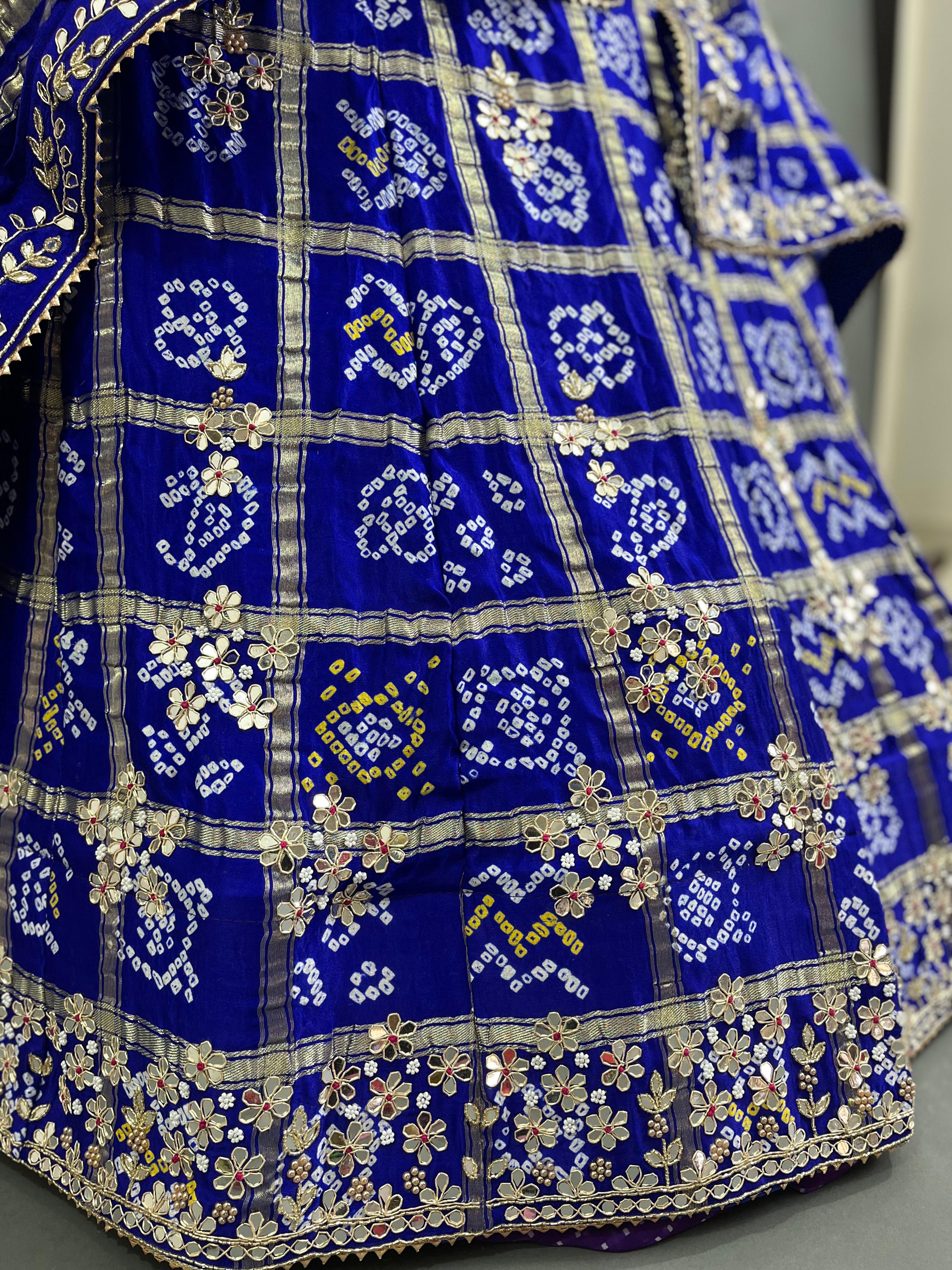 KcPc Pure Gaji Silk Bandhani Ghatchola Handwork Lehenga BTU