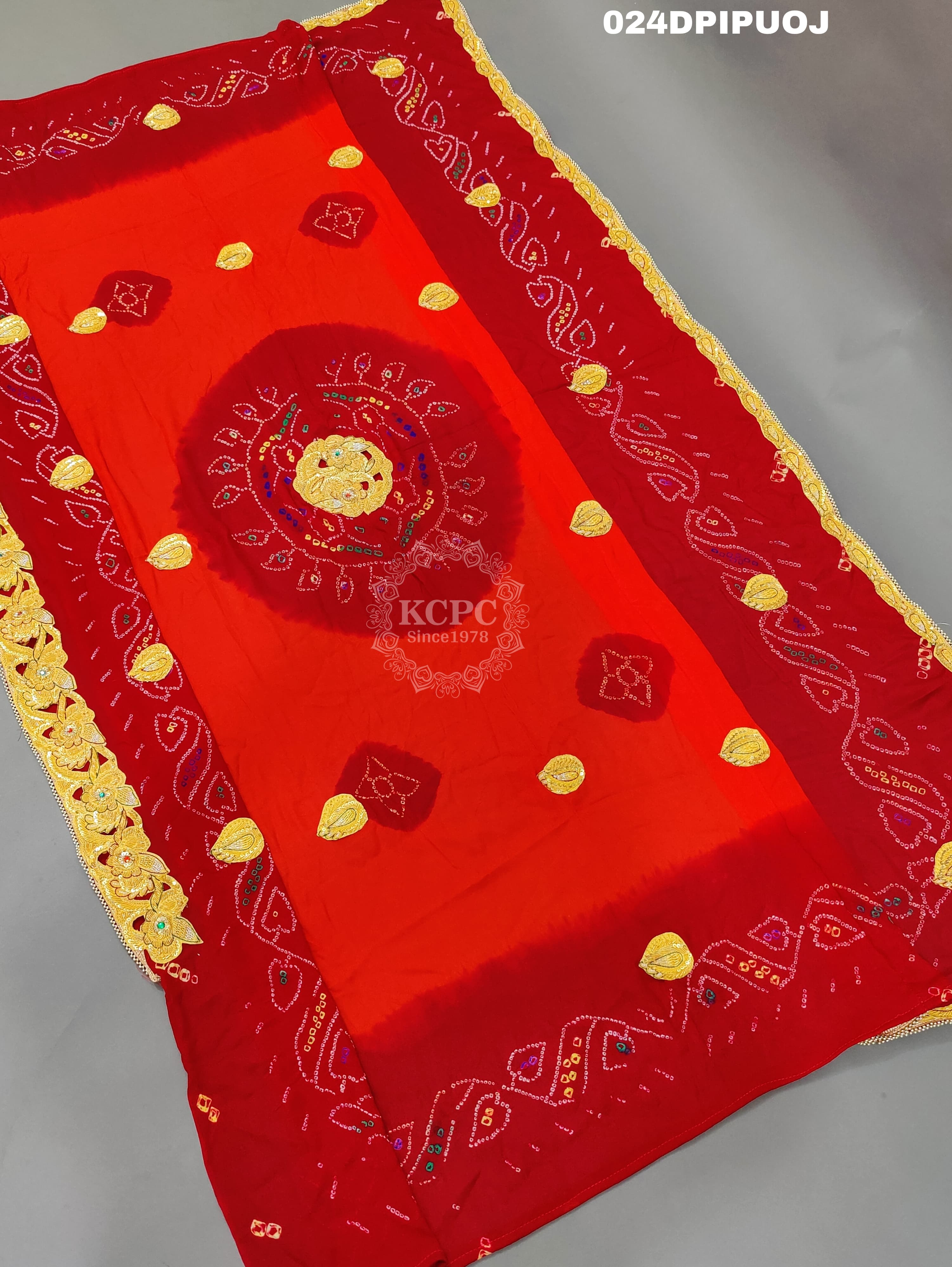 KcPc Marriage Purpose Chunri Pilia Dupatta 1.5 pat TraditionalPila (Pure Ojariya Fabric)