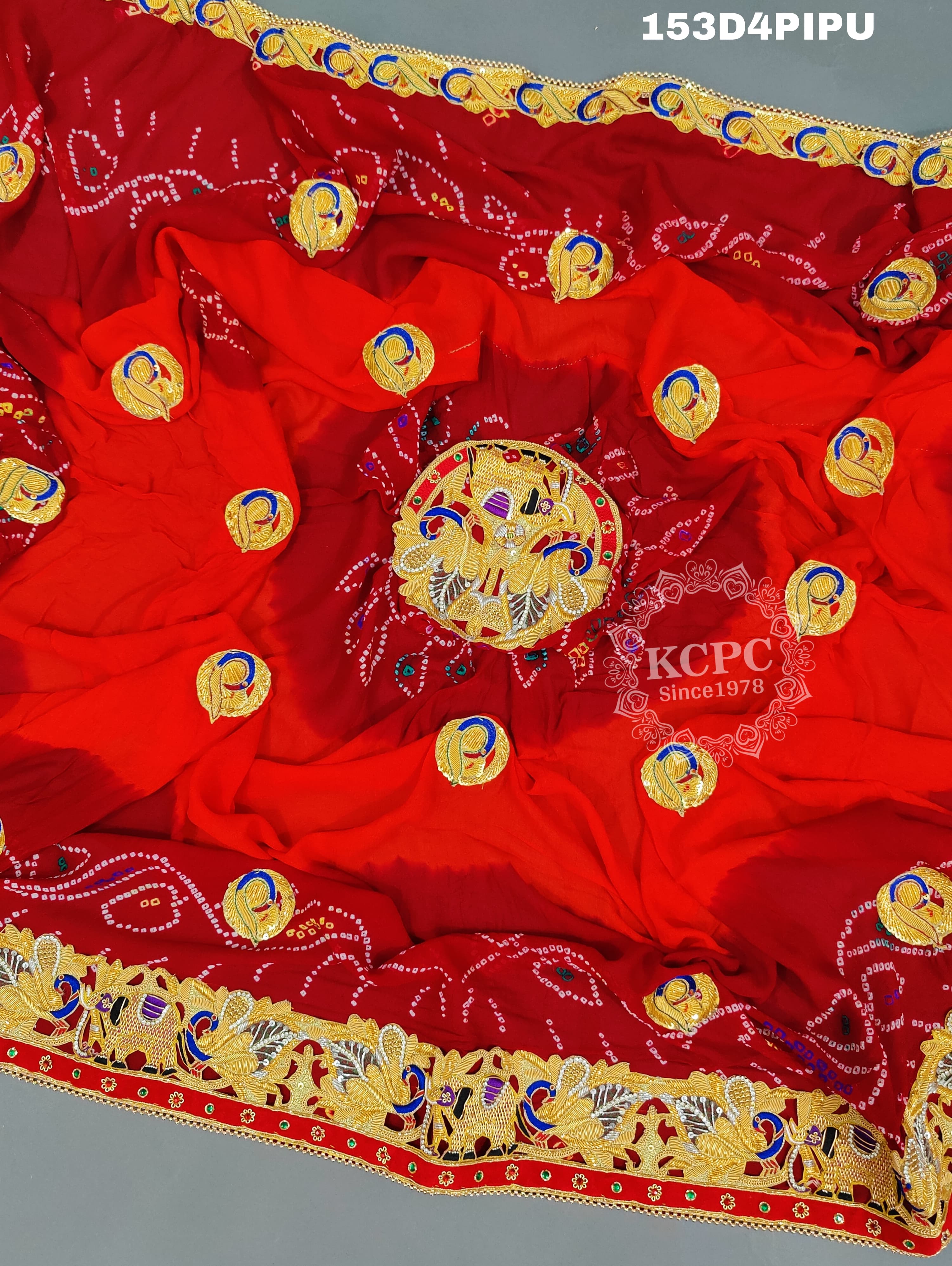 KcPc Traditional Jaipuri Chunri Pila Rajasthani Marriage Chundi DupattaPiliya (Pure Ojariya Fabric)