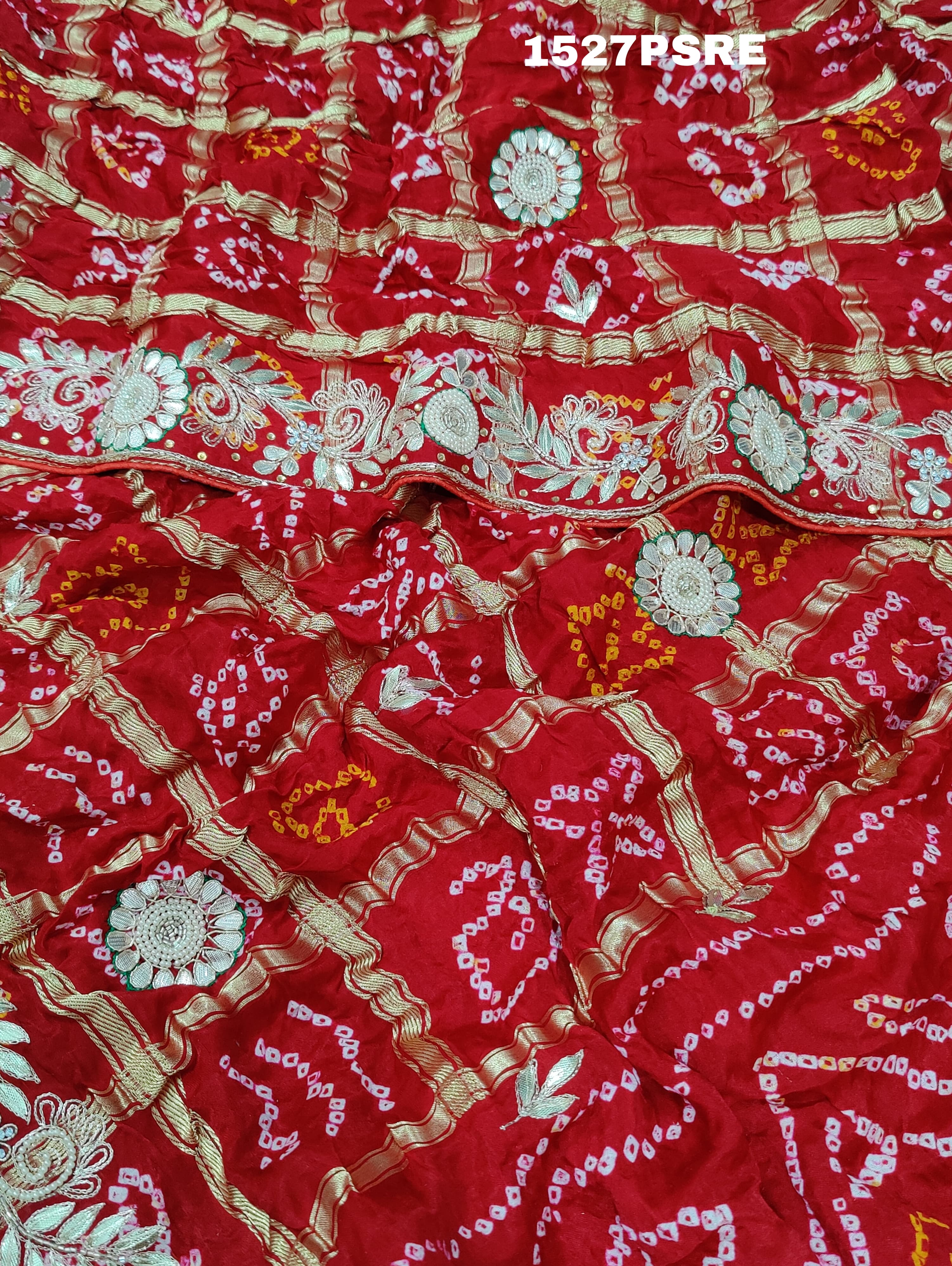 Gaji Silk with white Cutdana Beads Gotapatti work Saree