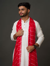 KcPc Original Handmade Chiffon Leheriya Gent's Dupatta Red